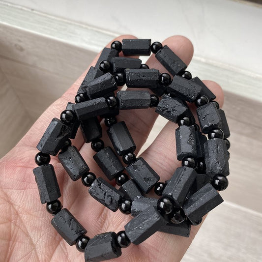 Natural Raw Black Tourmaline Bracelet
