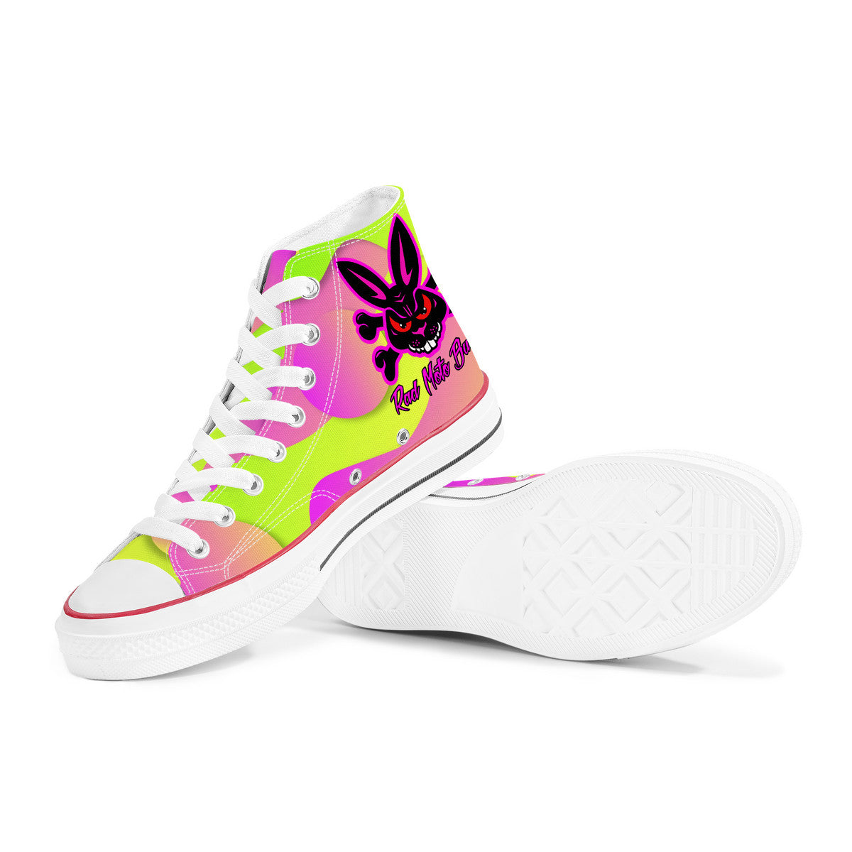Rad Moto Bunny, Coulorful, High Top Canvas Shoes