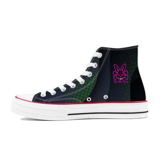 Rad Moto Bunny, Dark Night, High Top Canvas Shoes