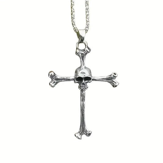 Skull and Bones Cross Necklace.