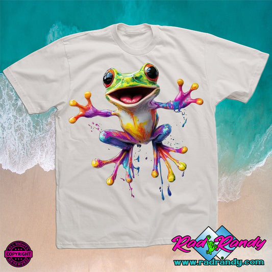 Rainbow Splash Frog. PNG Digital Print file.