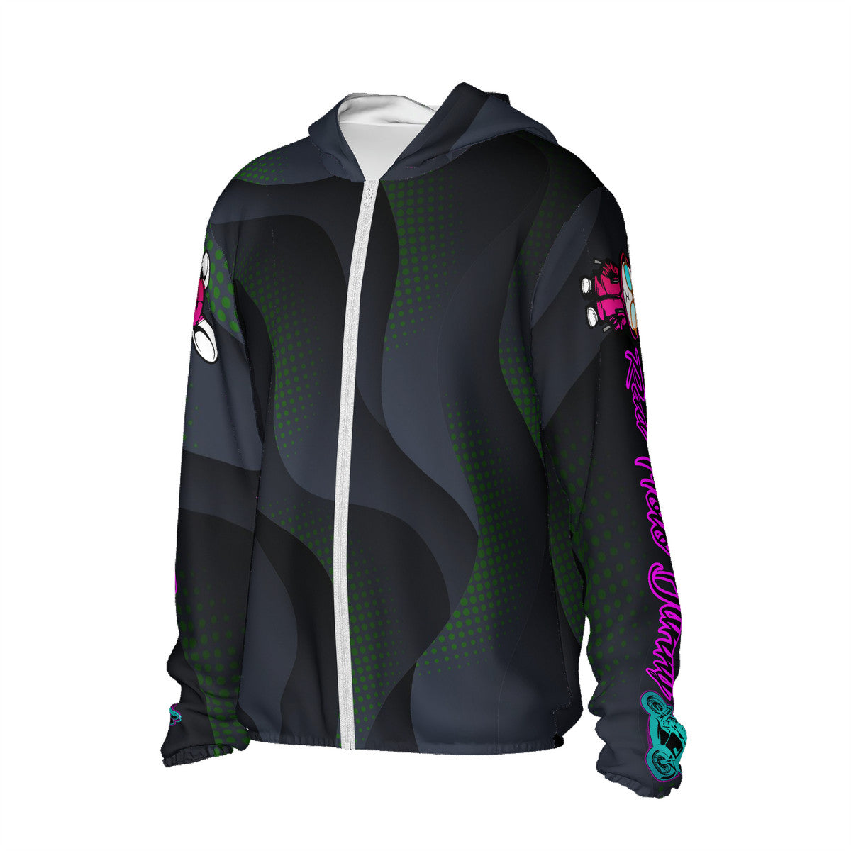 Rad Moto Bunny Dark Night, Lightweight Zipper Hoodie