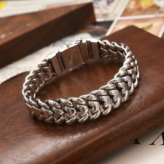 Bold Silver Heart Bracelet