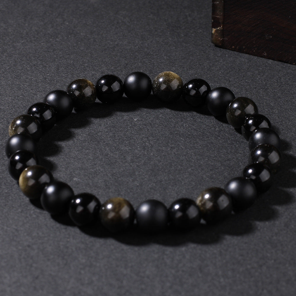 Natural Stone Black Agate Bracelet