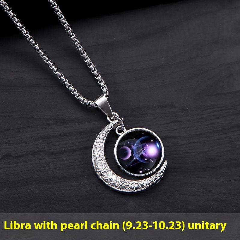 Zodiac Moon Star Glowing Necklace