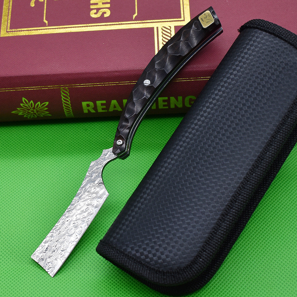 Damascus Shaver Folding Knife