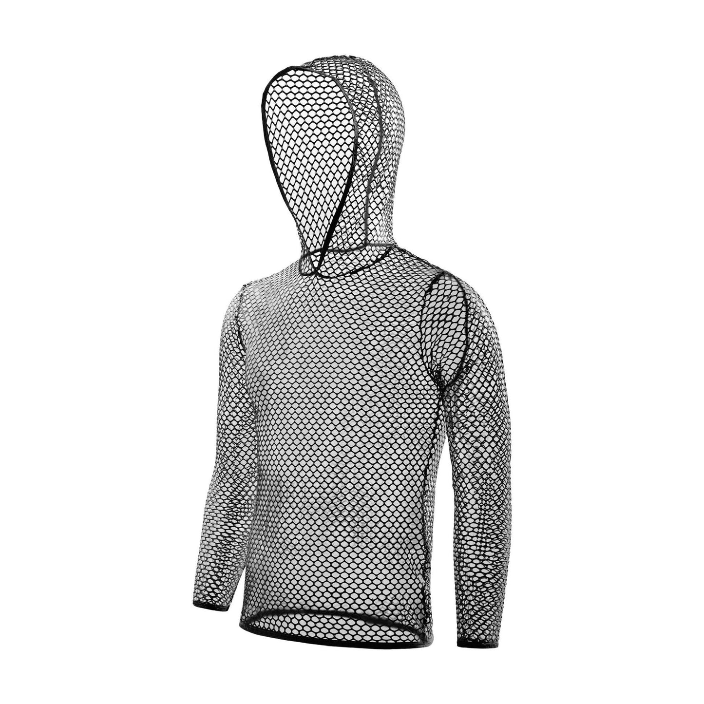 Sexy Mesh Hooded Long Sleeve Pullover