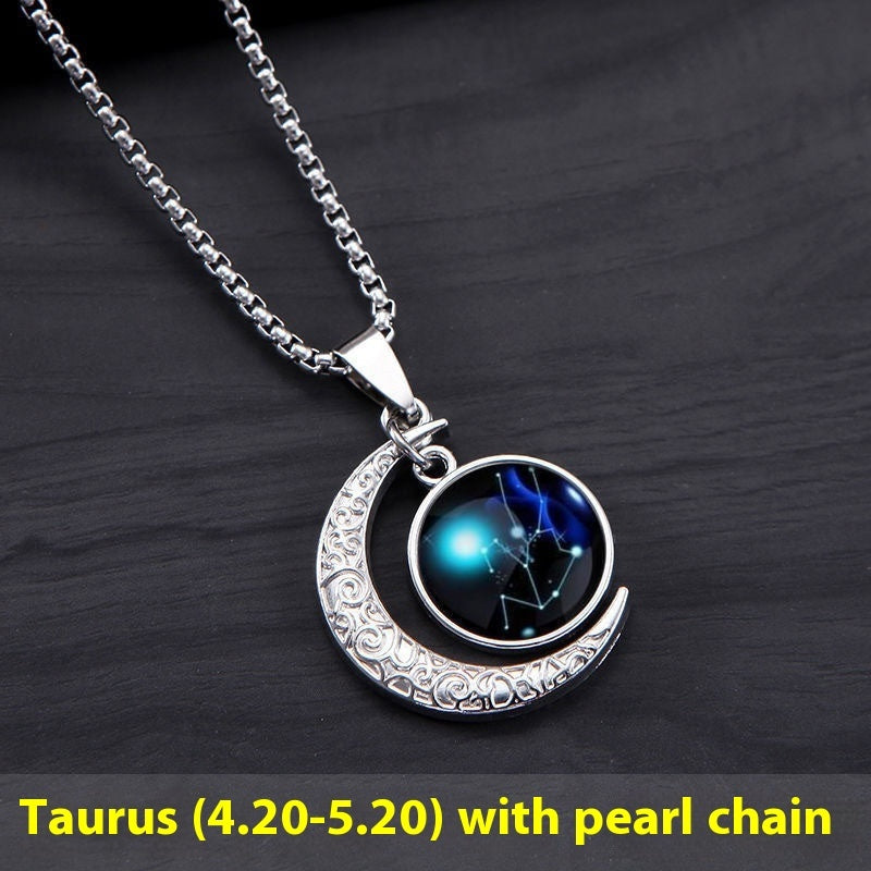 Zodiac Moon Star Glowing Necklace