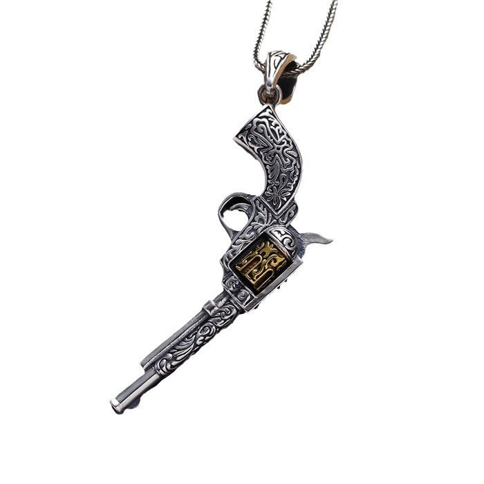 Cowboy Pistol Pendant Necklace