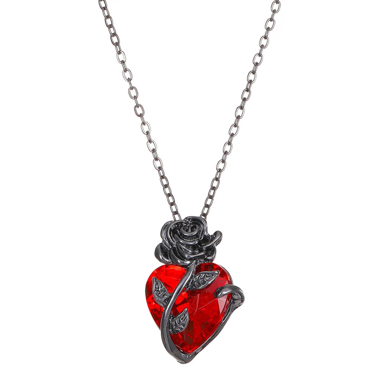 Rose Heart-shaped Clavicle Chain Pendant Necklace for Valentine's Day