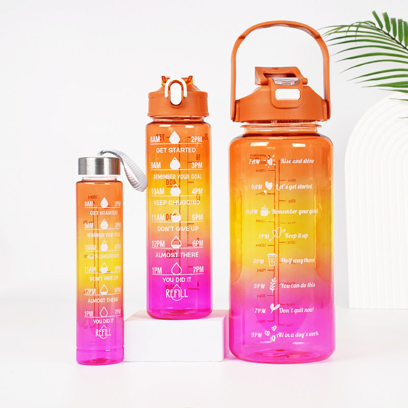 3-in-1 Gradient Color Motivational Water Bottles Set