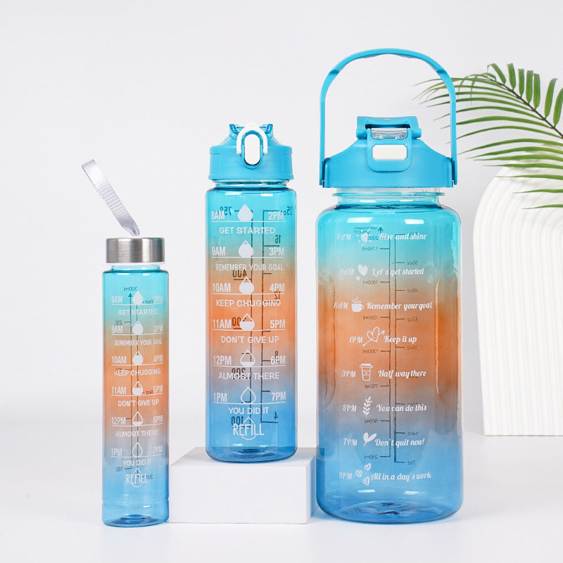 3-in-1 Gradient Color Motivational Water Bottles Set