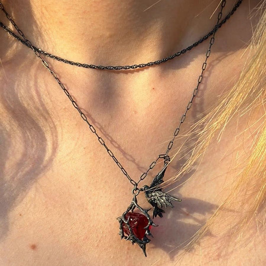 Trendy Punk Crow All-in-one Distressed Necklace