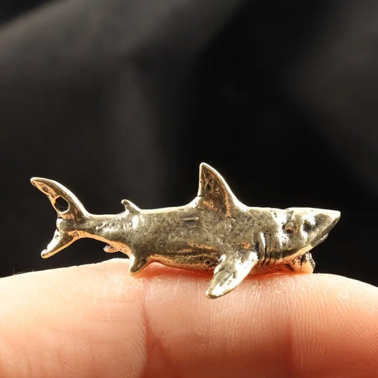 Small Brass Shark Pendant.