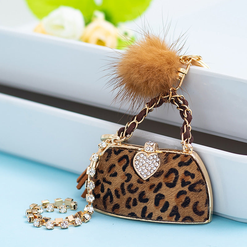 Leopard Print Handbag Keychain