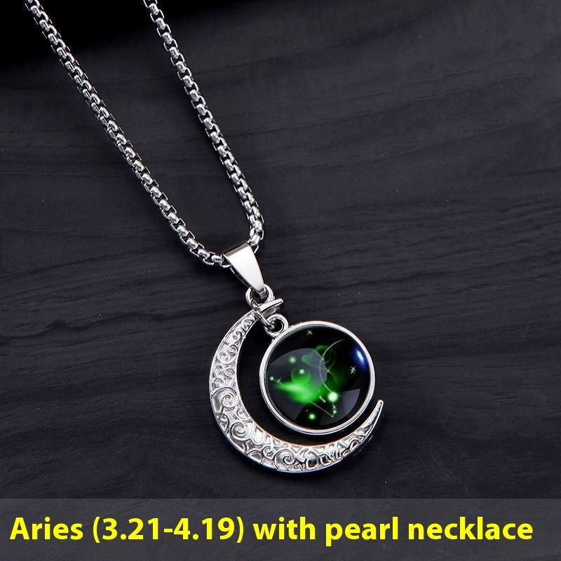 Zodiac Moon Star Glowing Necklace