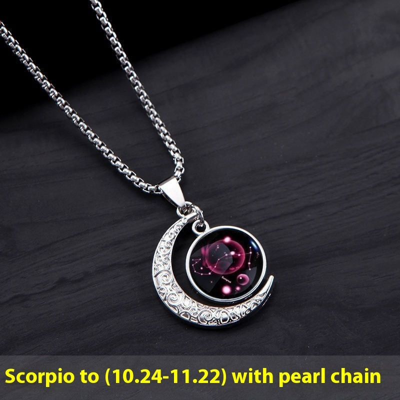 Zodiac Moon Star Glowing Necklace