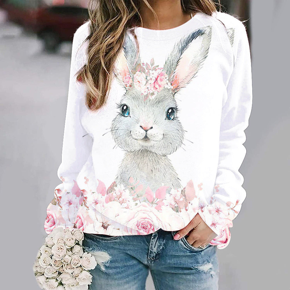 Women's Bunny Print Long Sleeve T Shirt