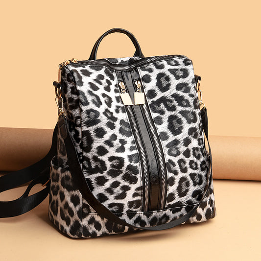 Animal Print Messenger Backpack