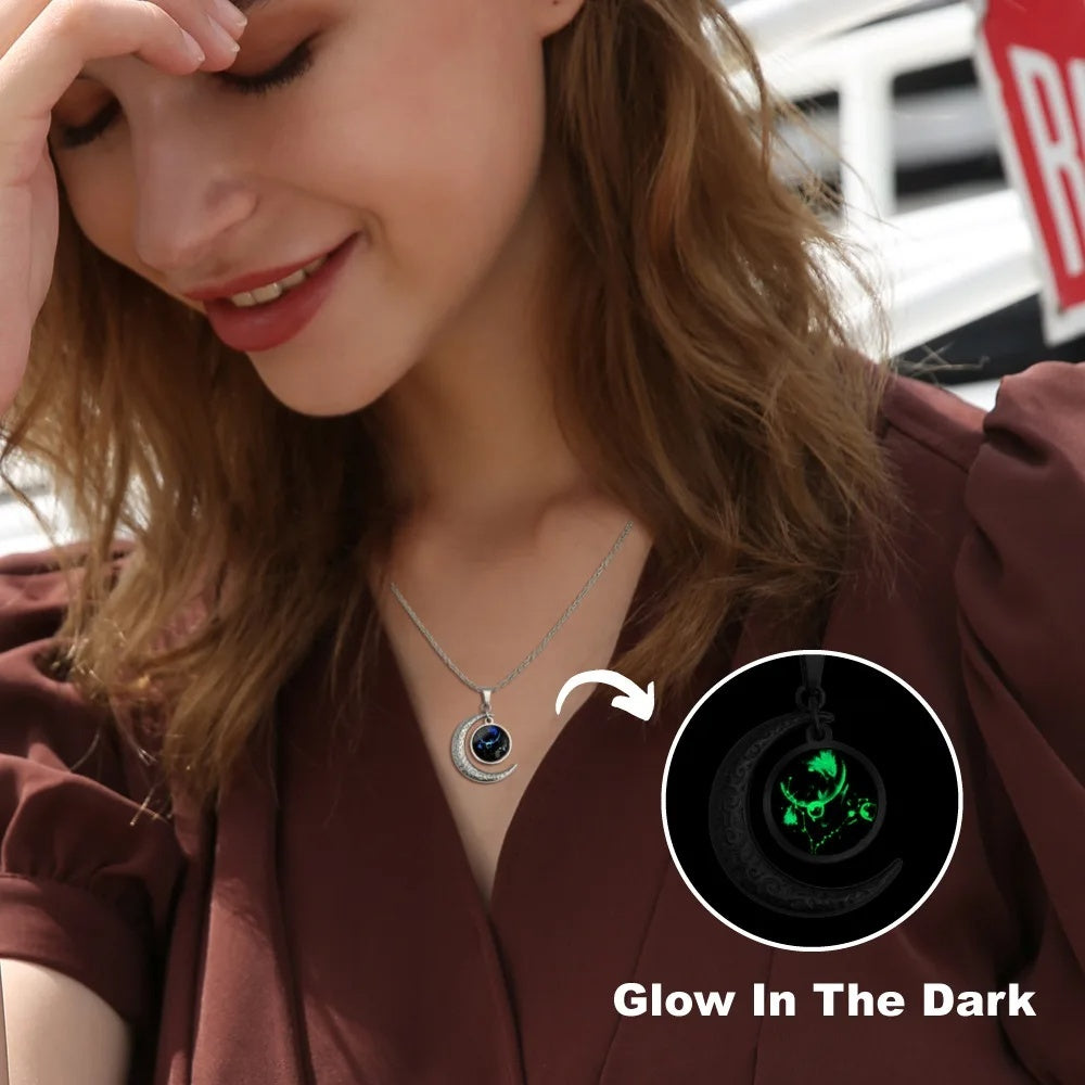 Zodiac Moon Star Glowing Necklace