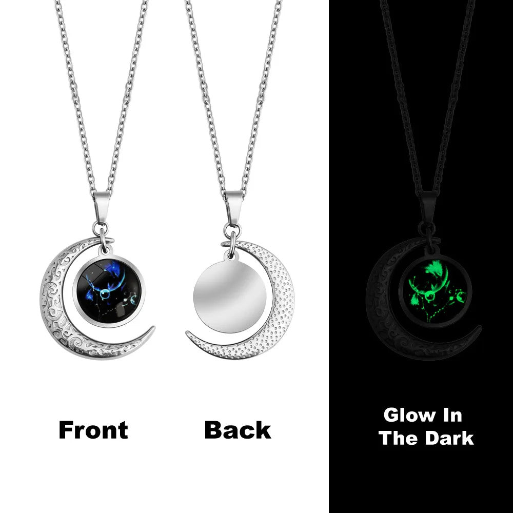 Zodiac Moon Star Glowing Necklace