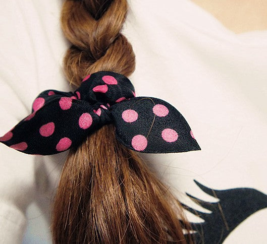 Polka Dot Bunny Ear Hair Tie
