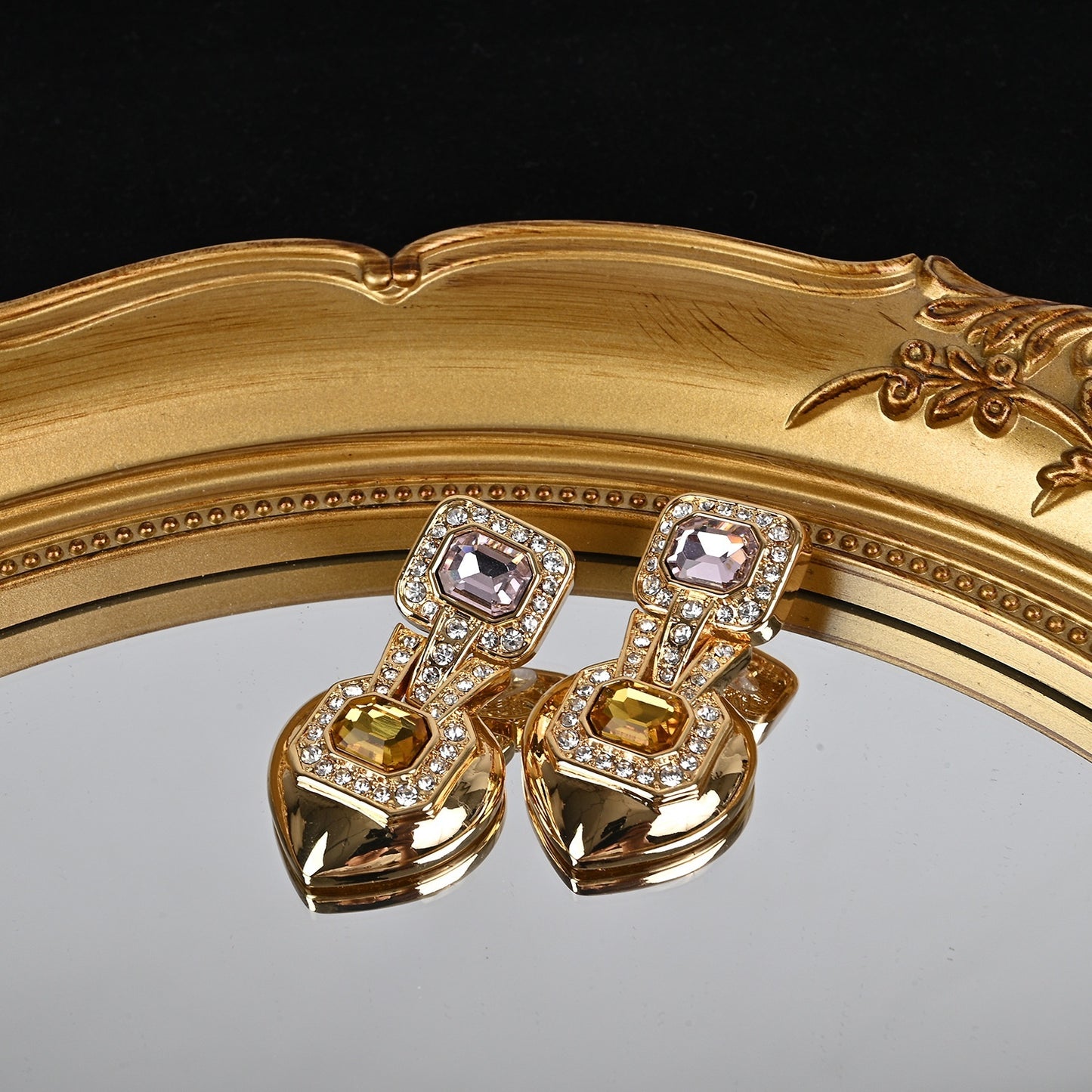 Vintage Court Style Geometric Necklace & Earrings Suit