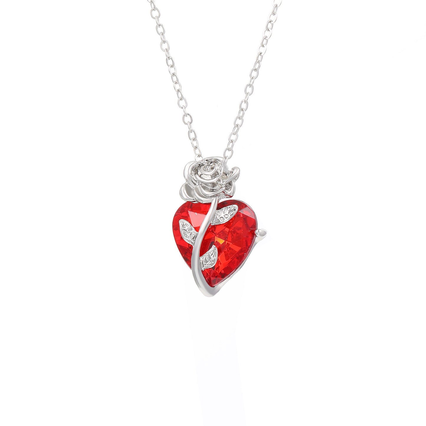 Rose Heart-shaped Clavicle Chain Pendant Necklace for Valentine's Day