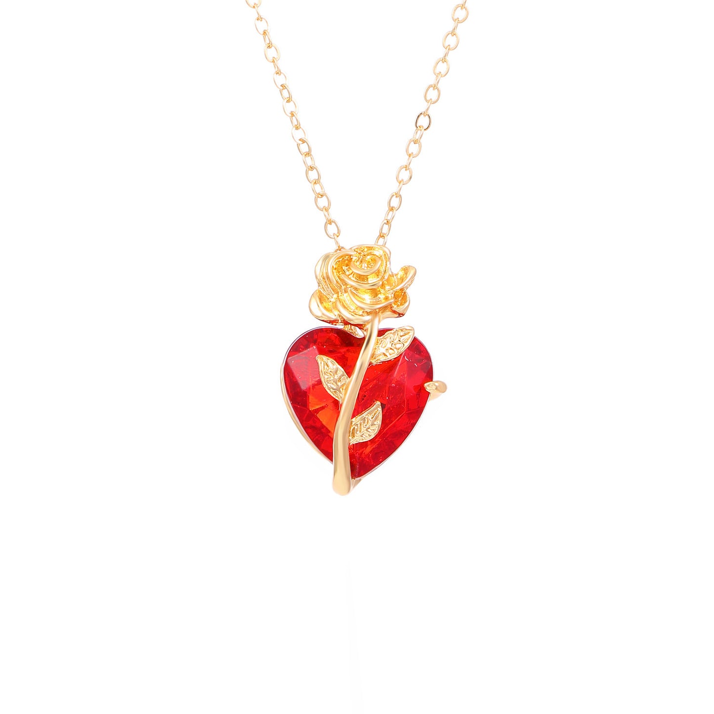 Rose Heart-shaped Clavicle Chain Pendant Necklace for Valentine's Day