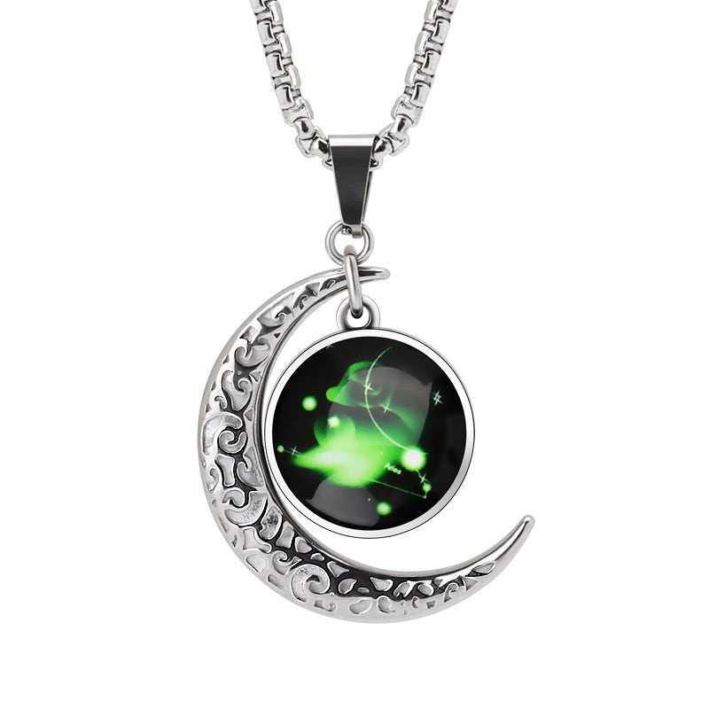 Zodiac Moon Star Glowing Necklace