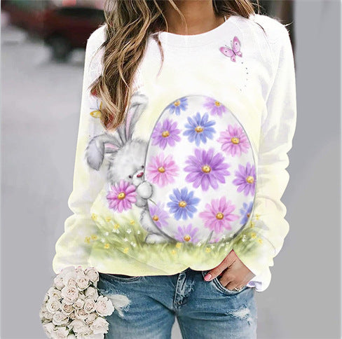 Women's Bunny Print Long Sleeve T Shirt