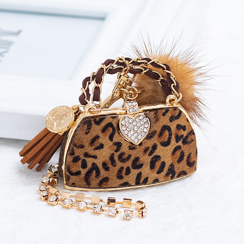 Leopard Print Handbag Keychain