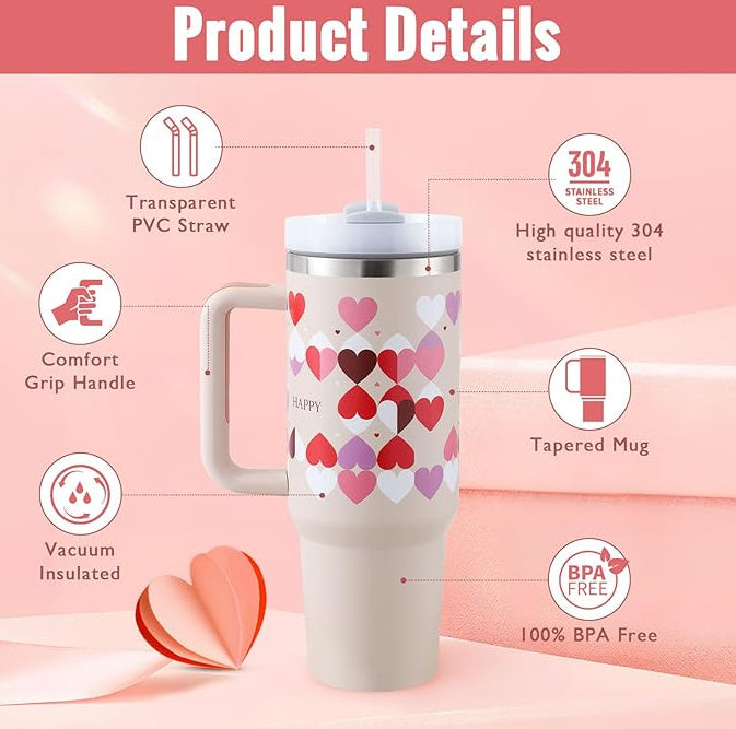 40 Oz Stainless Steel Tumbler with Lid & Straw