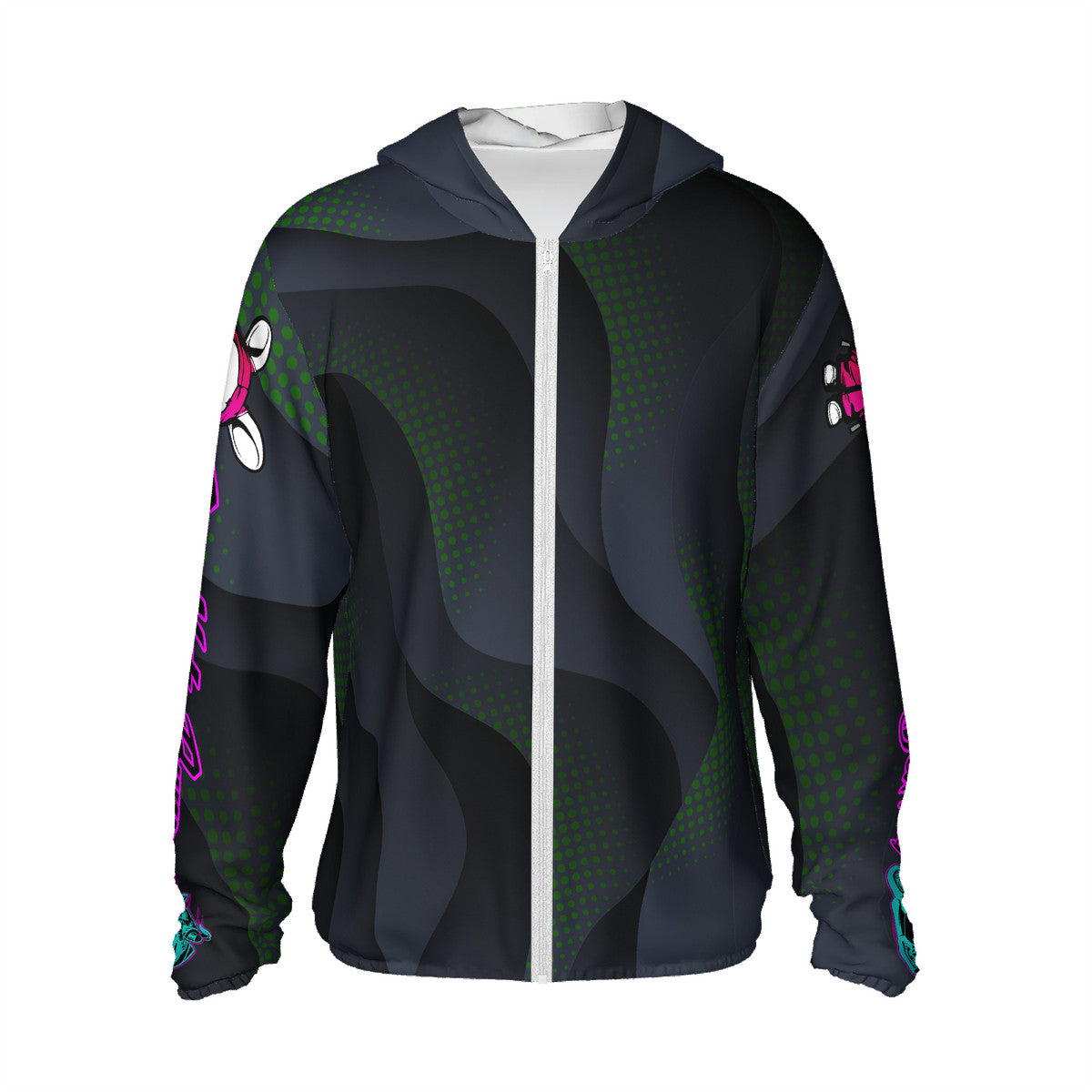 Rad Moto Bunny Dark Night, Lightweight Zipper Hoodie