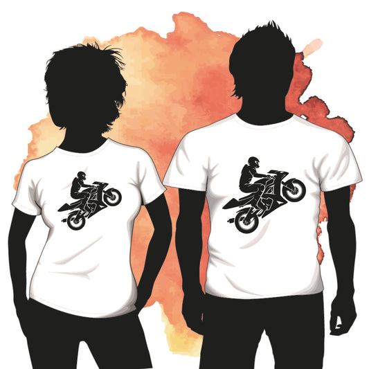 Motorcycle Rider, Wheelie, Front View, SVG Digital Cut or Print file.