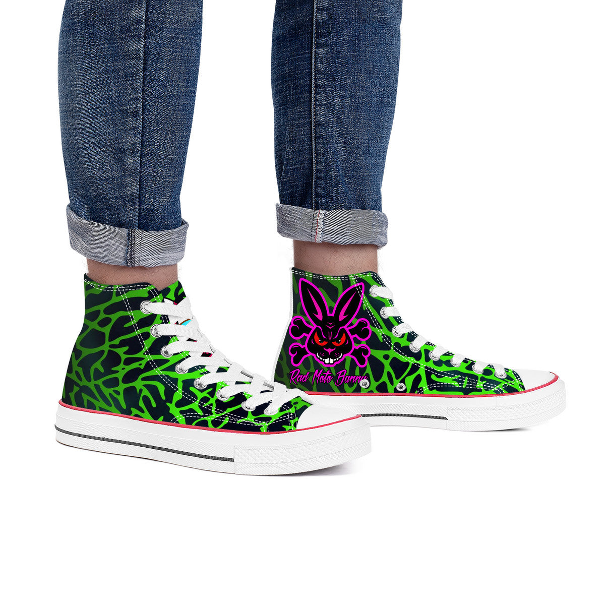 Rad Moto Bunny, Alien Skin, High Top Canvas Shoes