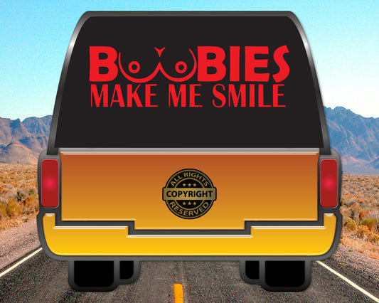 JDM Boobies Make Me Smile, Auto Vinyl Decal