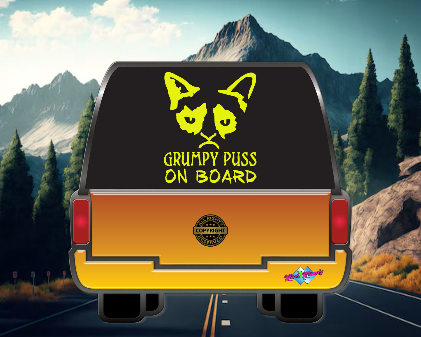 Grumpy Puss on board, Vinyl Decal