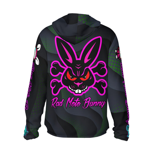 Rad Moto Bunny Dark Night, Lightweight Zipper Hoodie