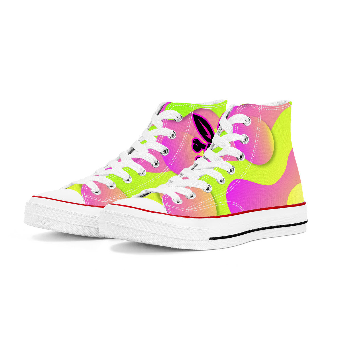 Rad Moto Bunny, Coulorful, High Top Canvas Shoes