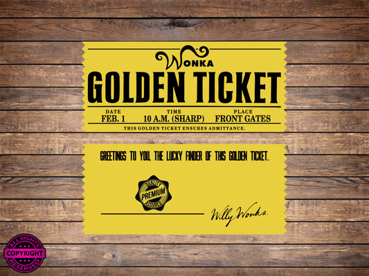Golden Ticket, SVG Digital Cut or Print file.