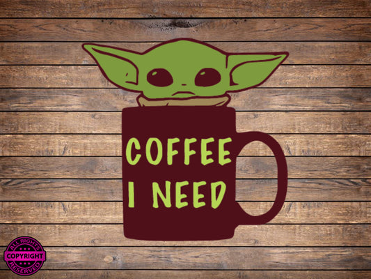 Grogu Coffee, SVG Digital Cut or Print file.