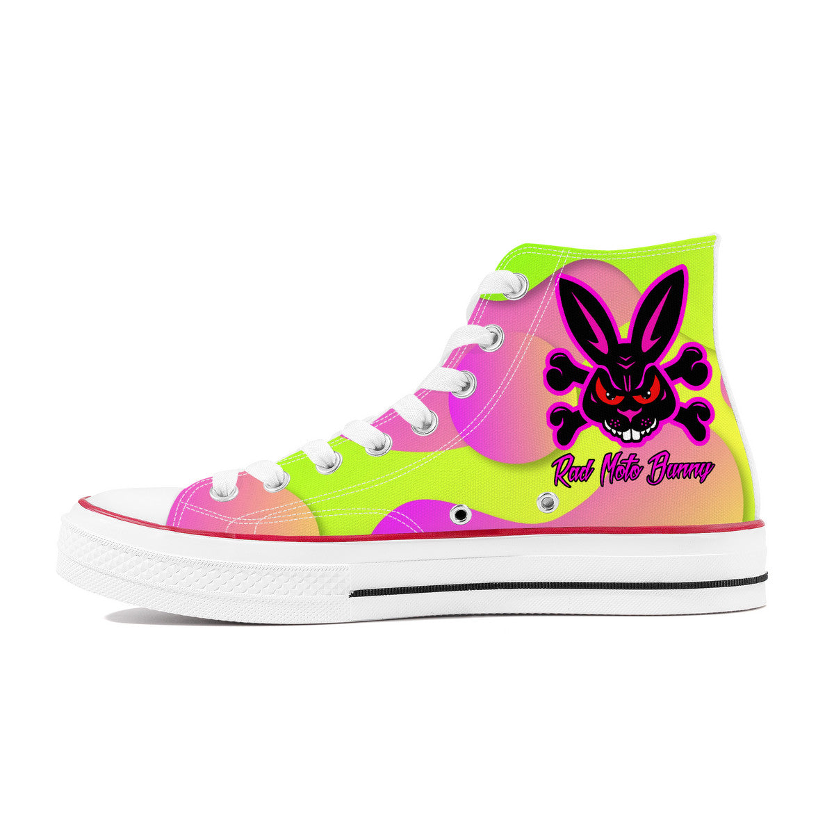 Rad Moto Bunny, Coulorful, High Top Canvas Shoes